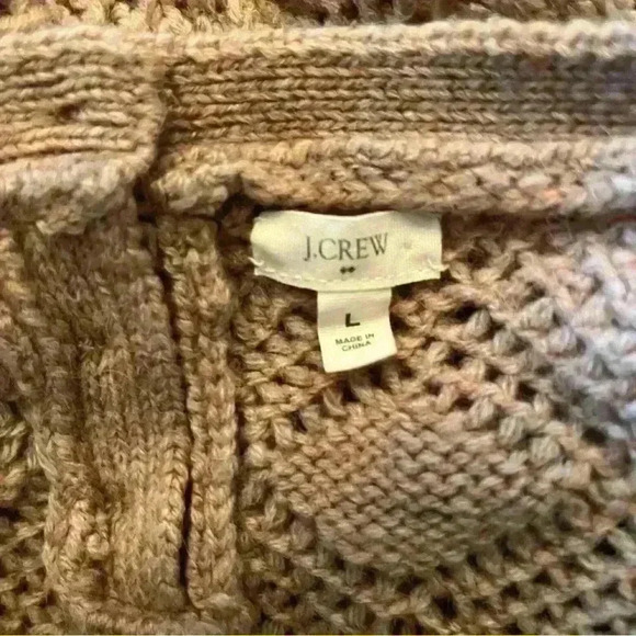 J. Crew Crochet Sweater Long Sleeve Round Neck Wool Alpaca Womens Size Large - Picture 6 of 9